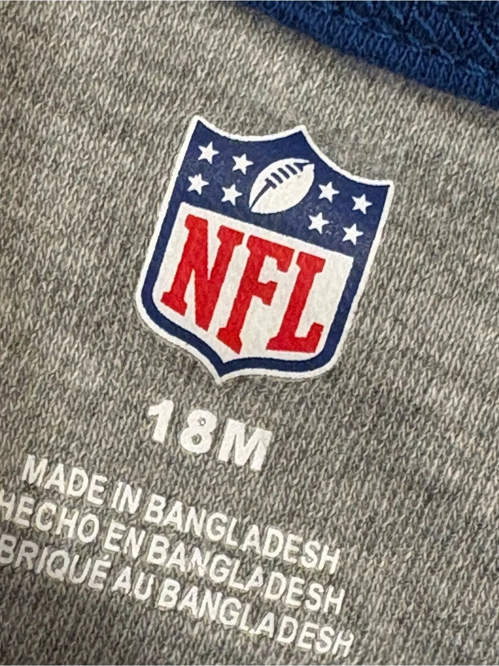 NFL Indianapolis Colts Football Gray & Blue One-Piece Bodysuit 18 months